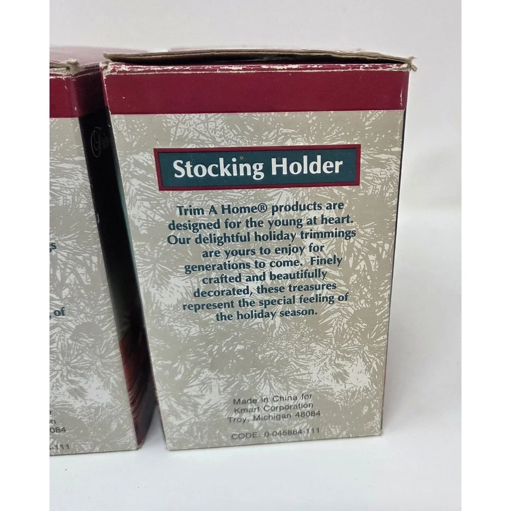 Vintage Trim A Home Kmart Resin Christmas Stocking Holders Set of 4 NIB Boxes
